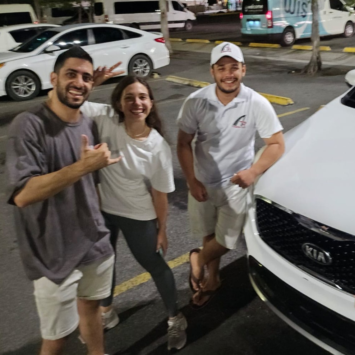 Family in a rental car