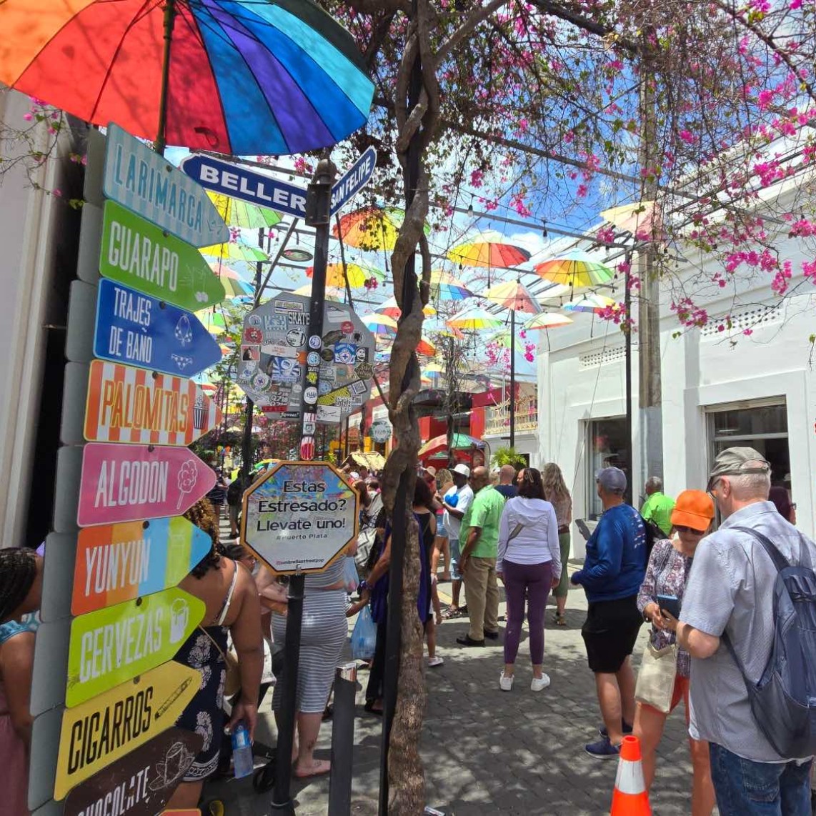Family interacting with local vendors